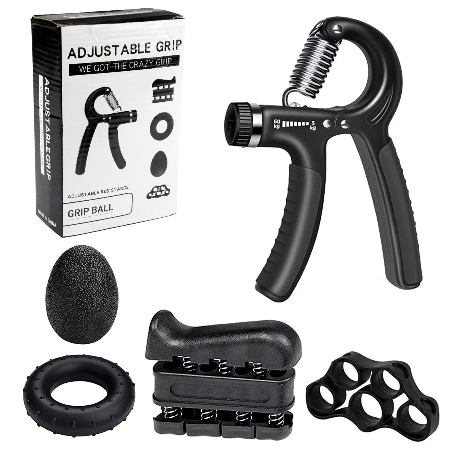 Adjustable Grip Strength Trainer with Finger Exerciser